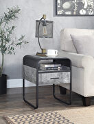 Concrete gray finish top and shelf & black finish base coffee table by Acme additional picture 2