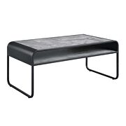 Concrete gray finish top and shelf & black finish base coffee table by Acme additional picture 3