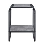 Concrete gray finish top and shelf & black finish base coffee table by Acme additional picture 7