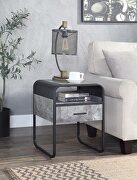 Concrete gray finish top and shelf & black finish base coffee table by Acme additional picture 8