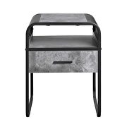 Concrete gray finish top and shelf & black finish base coffee table by Acme additional picture 10
