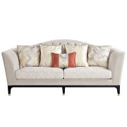 Beige velvet upholstery sophisticated curves and crystal-like button tufting sofa by Acme additional picture 4