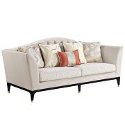 Beige velvet upholstery sophisticated curves and crystal-like button tufting sofa by Acme additional picture 7