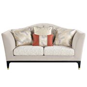Beige velvet upholstery sophisticated curves and crystal-like button tufting sofa by Acme additional picture 10