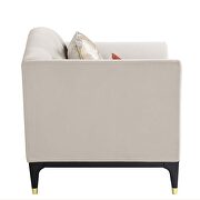 Beige velvet upholstery sophisticated curves and crystal-like button tufting chair by Acme additional picture 2