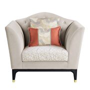 Beige velvet upholstery sophisticated curves and crystal-like button tufting chair by Acme additional picture 5