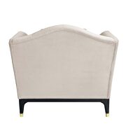Beige velvet upholstery sophisticated curves and crystal-like button tufting chair by Acme additional picture 6