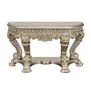 Antique white and gold finish ornate carvings sofa table by Acme additional picture 2