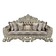 Antique gold finish fabric elaborate design sofa by Acme additional picture 3