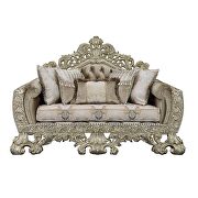 Antique gold finish fabric elaborate design sofa by Acme additional picture 9