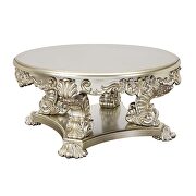 Silver and gold finish sculpture floral legs & apron coffee table by Acme additional picture 2