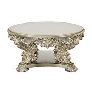 Silver and gold finish sculpture floral legs & apron coffee table by Acme additional picture 3
