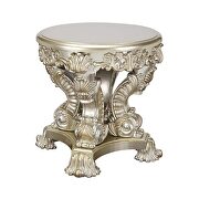 Silver and gold finish sculpture floral legs & apron coffee table by Acme additional picture 5
