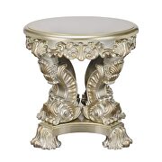 Silver and gold finish sculpture floral legs & apron coffee table by Acme additional picture 6