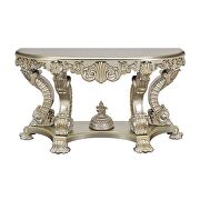 Silver and gold finish sculpture floral legs & apron sofa table by Acme additional picture 2