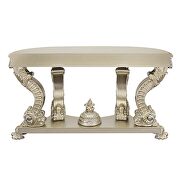 Silver and gold finish sculpture floral legs & apron sofa table by Acme additional picture 4