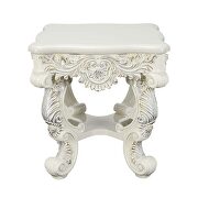 Antique white finish curved legs end table additional photo 3 of 2