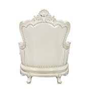 White pu & antique white finish traditional camel back design chair by Acme additional picture 5