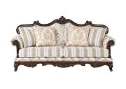 Pattern fabric upholstery & walnut finish base scrolled floral sofa by Acme additional picture 2
