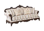Pattern fabric upholstery & walnut finish base scrolled floral sofa by Acme additional picture 3