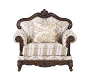 Pattern fabric upholstery & walnut finish base scrolled floral sofa by Acme additional picture 10