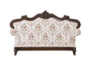 Pattern fabric upholstery & walnut finish base scrolled floral loveseat by Acme additional picture 4