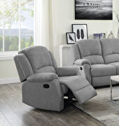 Gray fabric upholstery reclining sofa by Acme additional picture 2