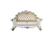 Champagne pu & antique pearl finsih button tufted sofa by Acme additional picture 8