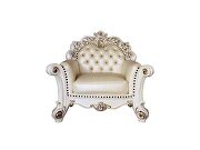 Champagne pu & antique pearl finsih button tufted chair by Acme additional picture 3