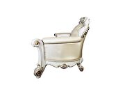 Champagne pu & antique pearl finsih button tufted loveseat additional photo 2 of 3