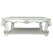 Antique pearl finish rectangular coffee table w/scrolled leg and bottom shelf by Acme additional picture 3