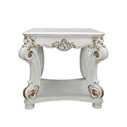 Antique pearl finish square end table w/scrolled leg and bottom shelf by Acme additional picture 2