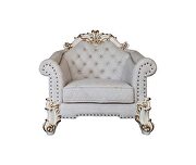 Two tone ivory fabric & antique pearl finish crystal like button tufting sofa by Acme additional picture 11