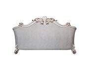 Two tone ivory fabric & antique pearl finish crystal like button tufting sofa by Acme additional picture 6