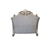 Two tone ivory fabric & antique pearl finish crystal like button tufting chair by Acme additional picture 4