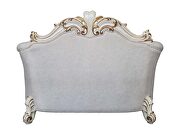 Two tone ivory fabric & antique pearl finish crystal like button tufting loveseat by Acme additional picture 4