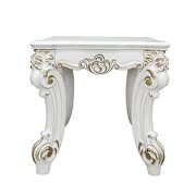 Antique pearl finish scrolled legs end table by Acme additional picture 2