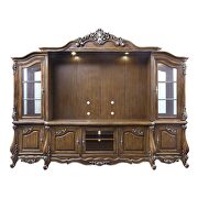 Antique oak finish wood/ tempered glass doors & shelves entertainment center by Acme additional picture 4