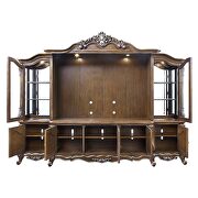 Antique oak finish wood/ tempered glass doors & shelves entertainment center by Acme additional picture 5