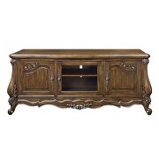 Antique oak finish wood/ tempered glass doors & shelves entertainment center by Acme additional picture 7