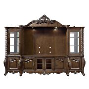 Dark walnut finish wood/ tempered glass doors & shelves entertainment center by Acme additional picture 4