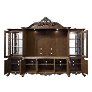 Dark walnut finish wood/ tempered glass doors & shelves entertainment center by Acme additional picture 5