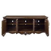Dark walnut finish wood/ tempered glass doors & shelves entertainment center by Acme additional picture 8
