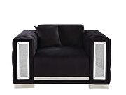 Black velvet upholstery button tufted and mirrored trim accent sofa by Acme additional picture 11