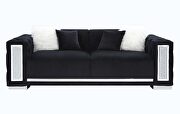 Black velvet upholstery button tufted and mirrored trim accent sofa by Acme additional picture 4