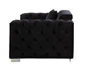 Black velvet upholstery button tufted and mirrored trim accent sofa by Acme additional picture 5
