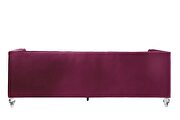 Burgundy velvet upholstery and button tufted mirrored trim accent sofa by Acme additional picture 7