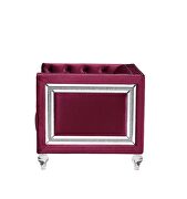 Burgundy velvet upholstery and button tufted mirrored trim accent chair by Acme additional picture 2