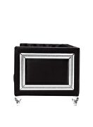 Black velvet upholstery and button tufted mirrored trim accent chair by Acme additional picture 2