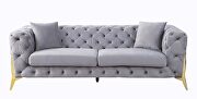 Gray velvet upholstery button-tufted chesterfield design sofa by Acme additional picture 3